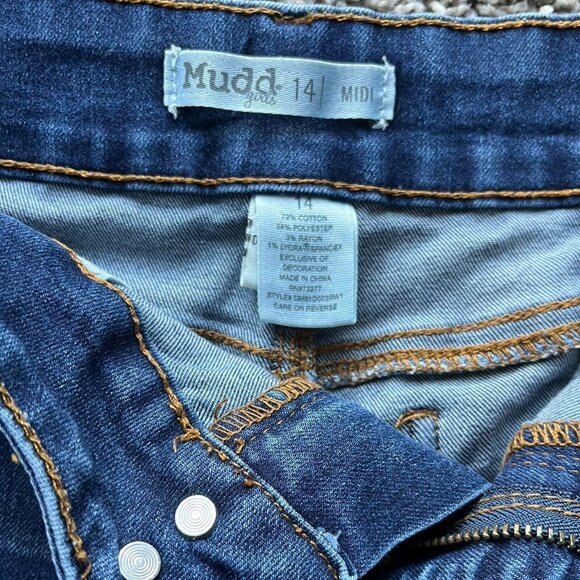 Mudd Shorts Womens Size 14 Blue Denim Midrise Cotton Button Shorts - Picture 2 of 8